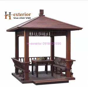 Chòi gỗ thông dầu vuông 1 mái hiện đại