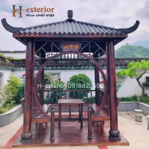 Chòi gỗ thông dầu vuông 1 mái cổ điển