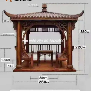 Chòi gỗ thông dầu vuông 1 mái cổ điển