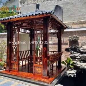 Chòi gỗ thông dầu vuông 1 mái tân cổ điển