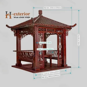 Chòi gỗ thông dầu vuông 1 mái tân cổ điển