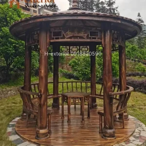 Chòi gỗ thông dầu tròn 1 mái