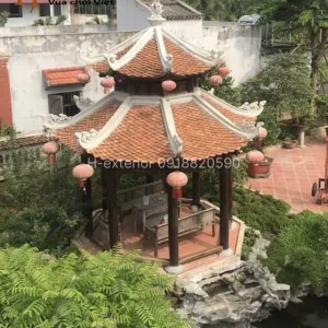 Chòi lục giác gỗ lim 2 mái