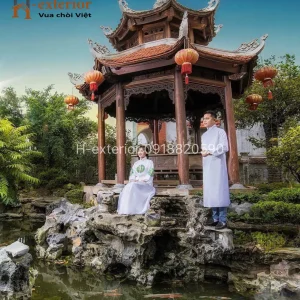 Chòi lục giác gỗ lim 2 mái