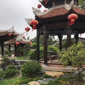 Chòi lục giác gỗ lim 2 mái