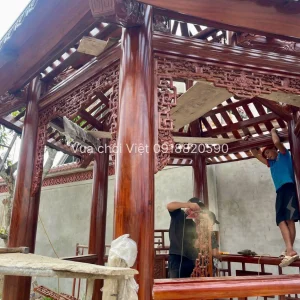 Chòi gỗ lim lục giác 2 mái