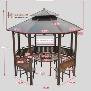 Kích thước chòi kẽm bát giác