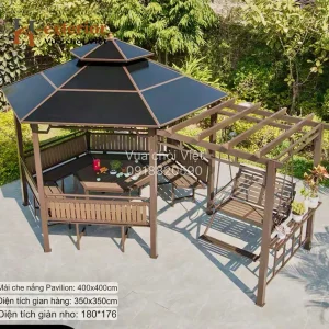 Chòi kẽm sơn tĩnh điện bát giác kết hợp dàn hoa