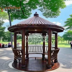 Chòi gỗ thông dầu tròn 1 mái