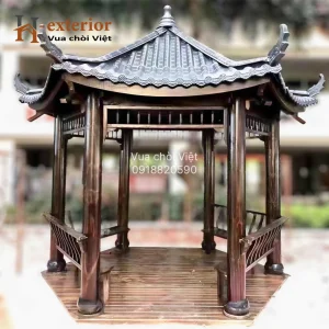 Chòi gỗ thông dầu lục giác 1 mái cổ điển