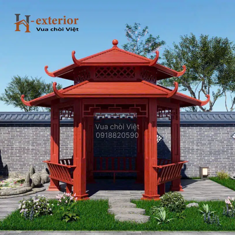 Chòi hợp kim nhôm lục giác 2 mái LG3