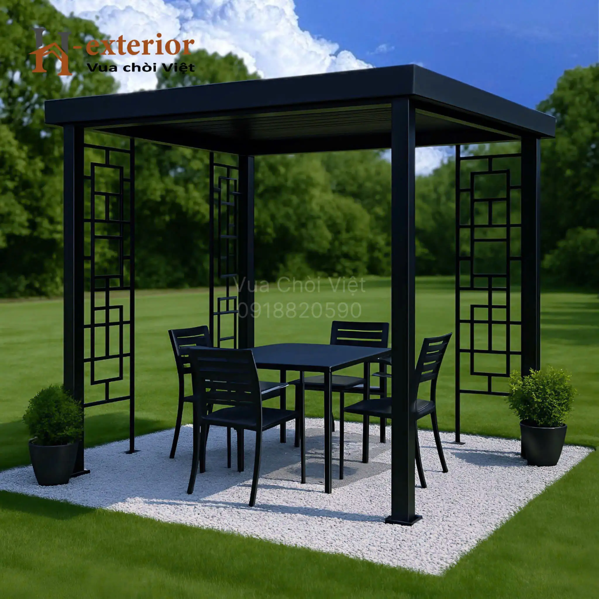 Chòi sân vườn cột vuông, mái bằng tại khu nghỉ dưỡng
