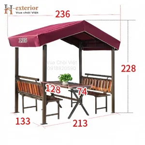 Chòi bằng kẽm hình chữ nhật mái phủ bạt