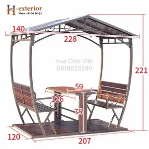 Chòi bằng kẽm hình chữ nhật mái chéo PC