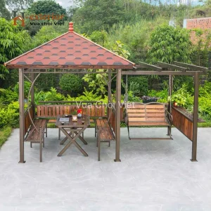 Chòi bằng kẽm hình vuông kèm xích đu