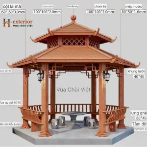 Kích thước chòi sân vườn bằng hợp kim nhôm