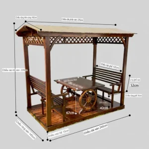 Kích thước chòi sân vườn bằng gỗ hiện đại tiêu chuẩn