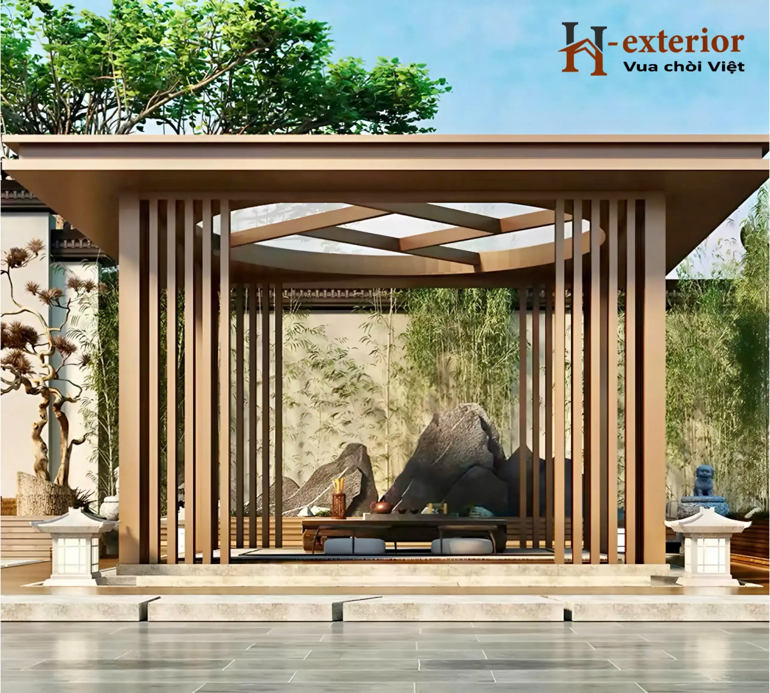 Chòi sân vườn phong cách tối giản, hiện đại - Nơi ánh sáng, đá núi và cây xanh cùng nhau kể những câu chuyện tĩnh lặng