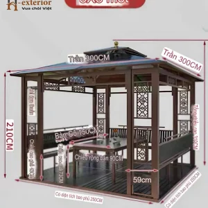 Thông số kích thước chòi sân vườn hình vuông