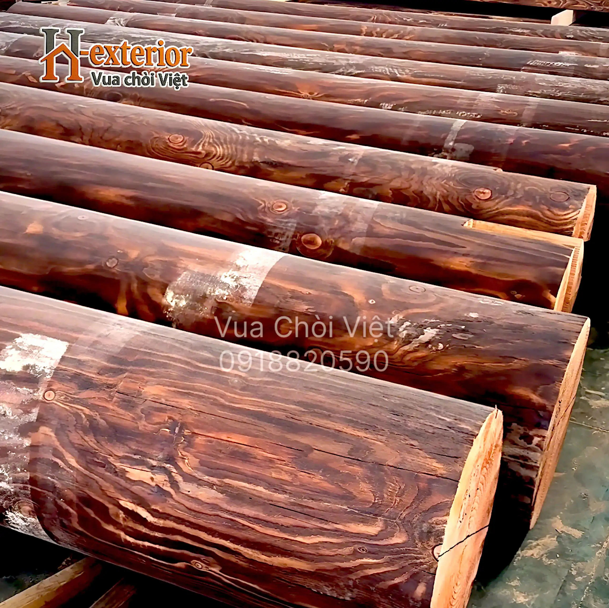 Gỗ thông dầu đã qua sấy tẩm đốt cháy chất hữu cơ, chống cong vênh, mối mọt