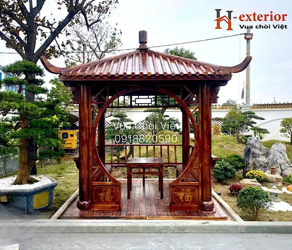Chòi gỗ thông dầu vuông một tầng mái