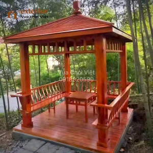Chòi gỗ thông dầu vuông một tầng mái hiện đại