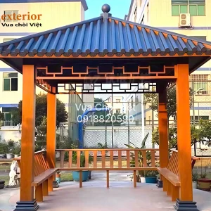 Chòi hợp kim nhôm vuông 1 tầng mái với thiết kế mái giống ngói, chất liệu hợp kim nhôm tráng men