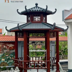 Chòi lục giác hợp kim nhôm 2 tầng mái giống ngói đang trong quá trình hoàn thiện