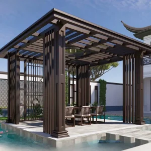 Chòi sân vườn hợp kim nhôm mái bằng