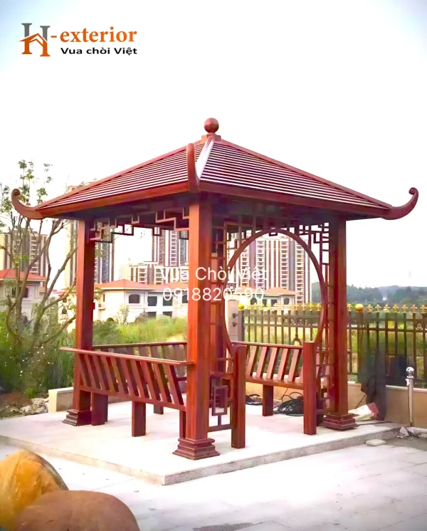 Chòi sân vườn vuông màu gỗ