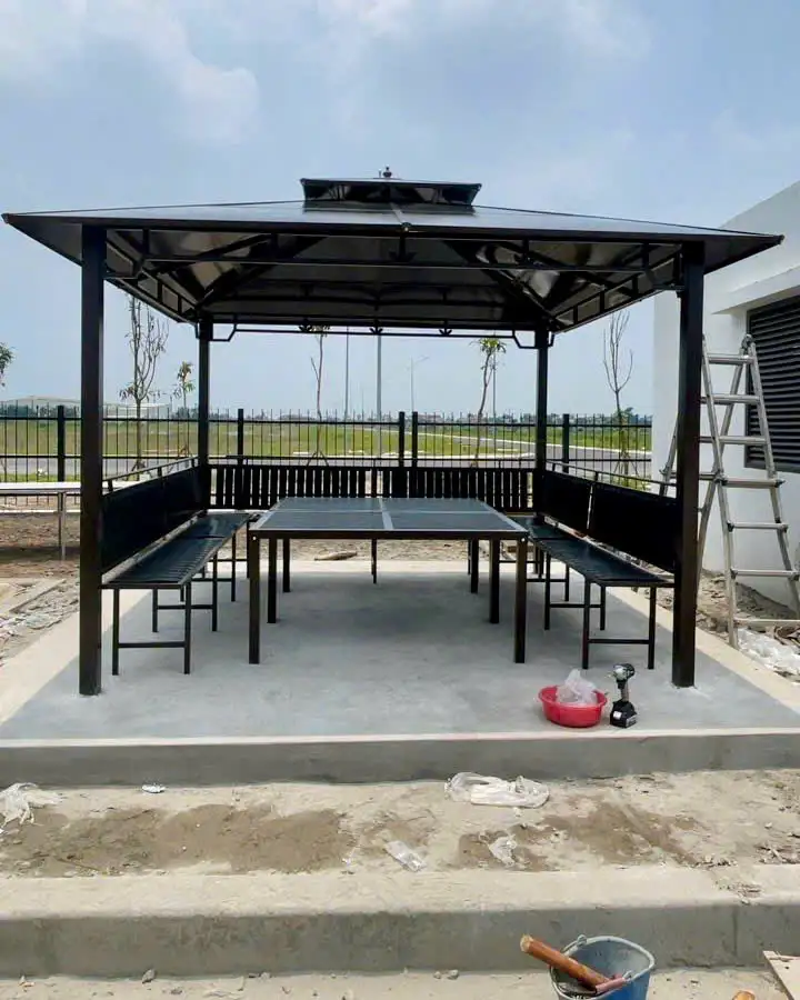 Chòi sân vườn vuông bằng thép sơn tĩnh điện