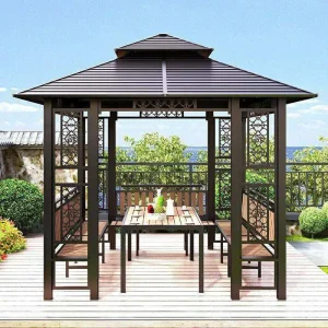 Chòi sân vườn hình vuông thép, cột kép