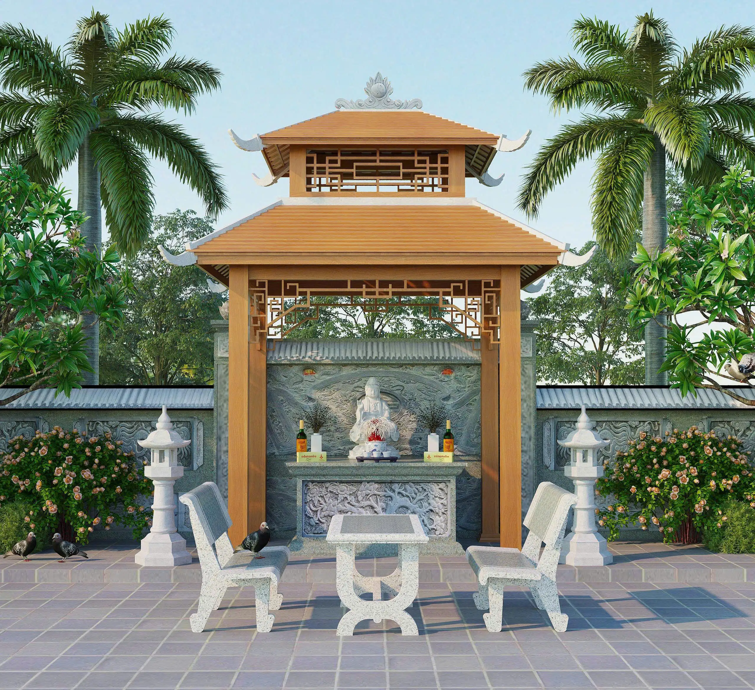 Chòi sân vườn khu tâm linh