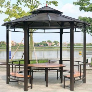 Chòi sắt sân vườn hình tròn mái kẽm