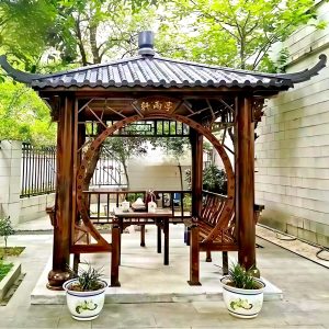Chòi sân vườn bằng gỗ thông dầu tứ giác