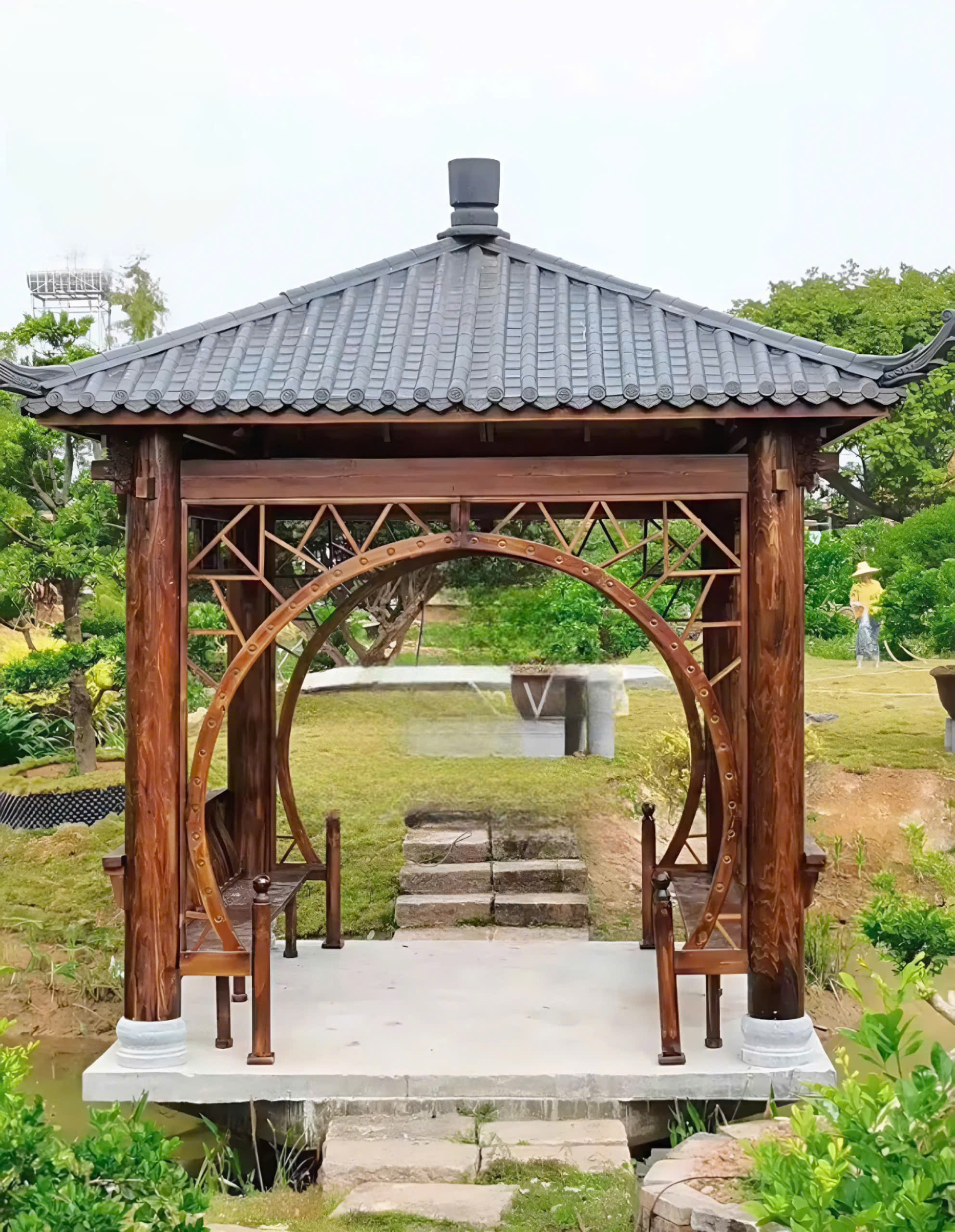 Chòi sân vườn bằng gỗ tứ giác 2