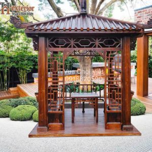 Chòi sân vườn bằng gỗ tứ giác 3