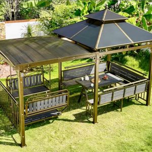 Chòi sân vườn kèm xích đu màu vàng ánh xanh