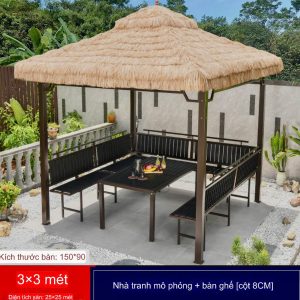 Chòi sân vườn thép với mái rơm nhân tạo