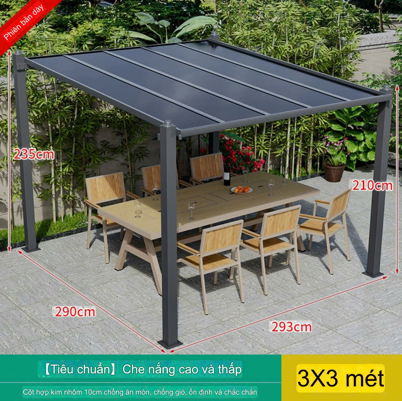 Chòi nghỉ sân vườn hiện đại 3x3m