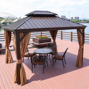 Mẫu chòi sân vườn bằng sắt đẹp dựng bên hồ