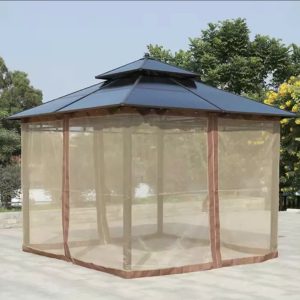 Lầu sân vườn bằng sắt kèm rèm che