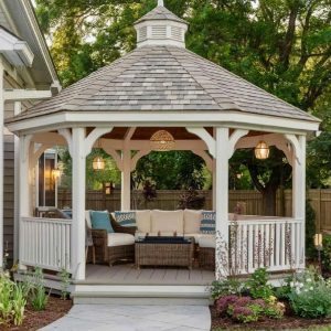 Nhà chòi sân vườn hiện đại lục giác