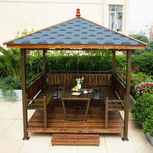 Nhà chòi sân vườn thép kêt hợp gỗ