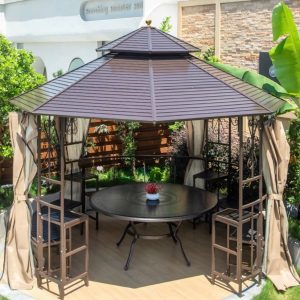 Nhà chòi sân vườn bằng sắt kèm bàn nướng