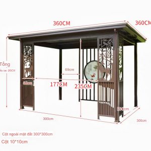 Chòi có kích thước vuông mái 3.6x3.6m