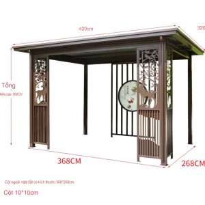 Chòi có kích thước vuông mái 4.2x3.2m