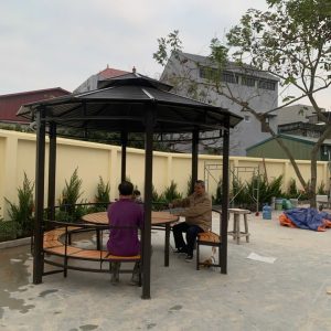 Nhà chòi sân vườn hình tròn bằng thép