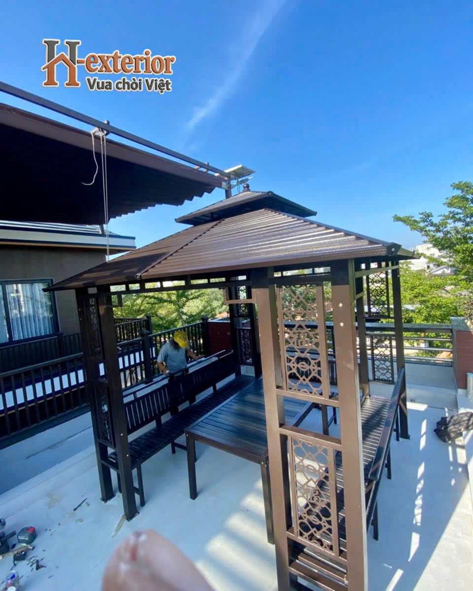 Thi công lắp đặt chòi sân vườn trên sân thượng tại Đà Nẵng
