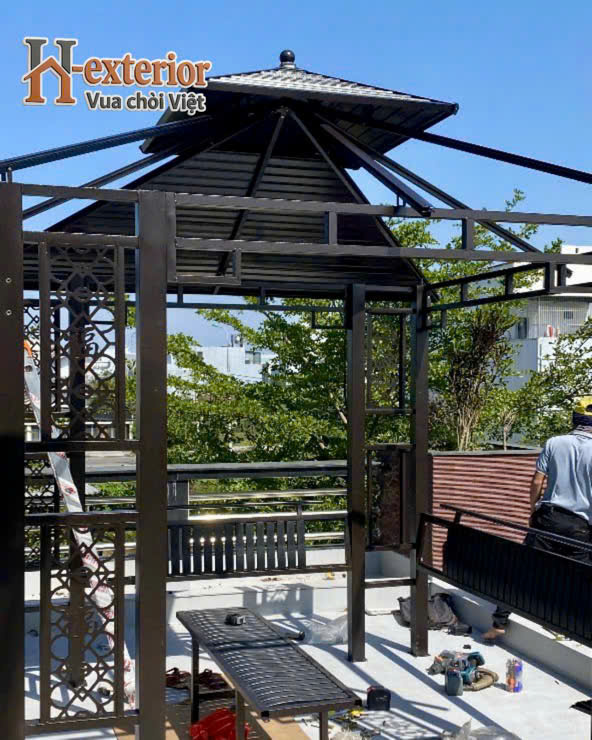Thi công lắp đặt chòi sân vườn trên sân thượng tại Đà Nẵng
